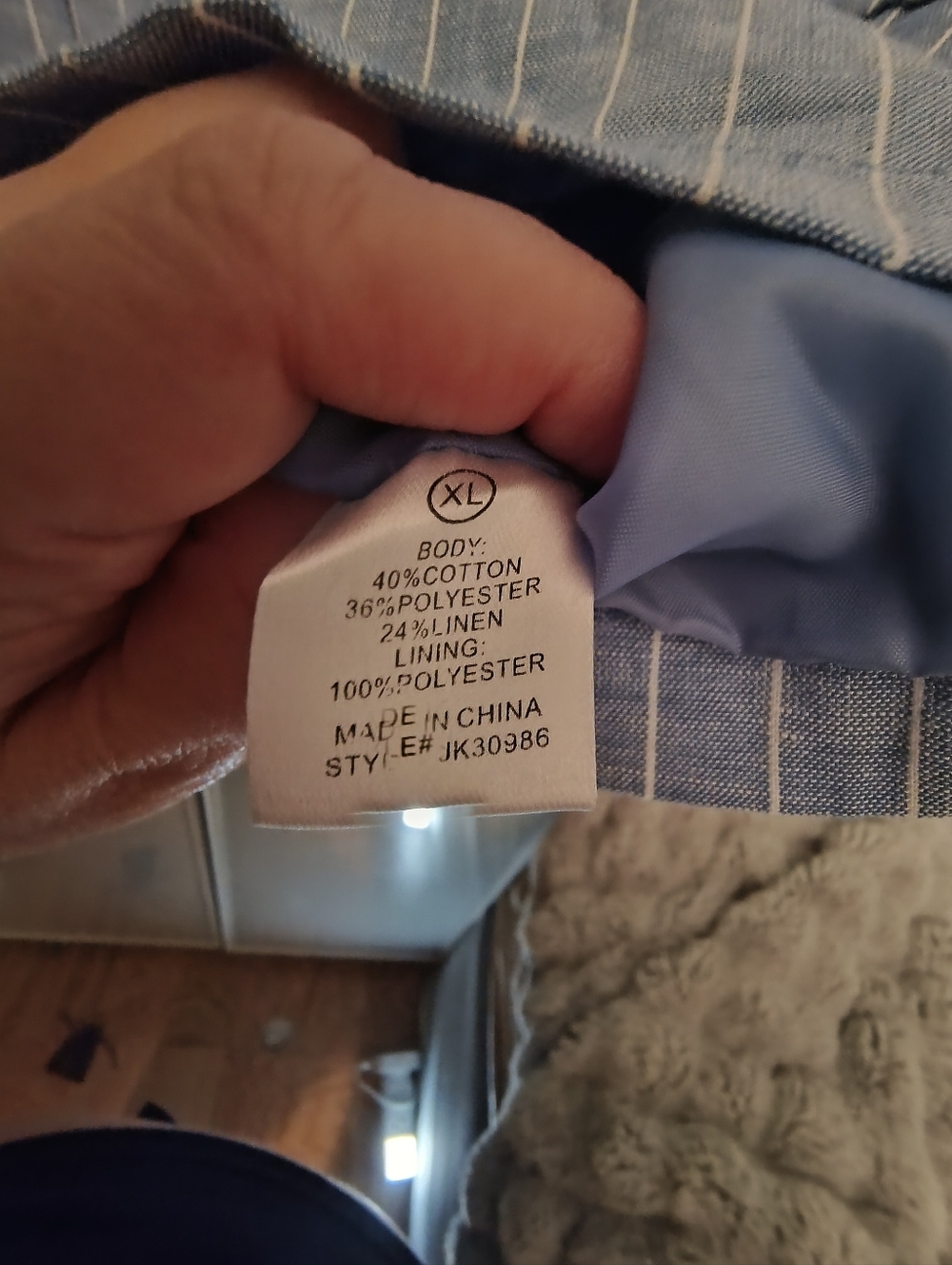 Fashion Nova Linen Blend Blue Jacket Short Summer Suit Sz XL - Picture 9 of 11